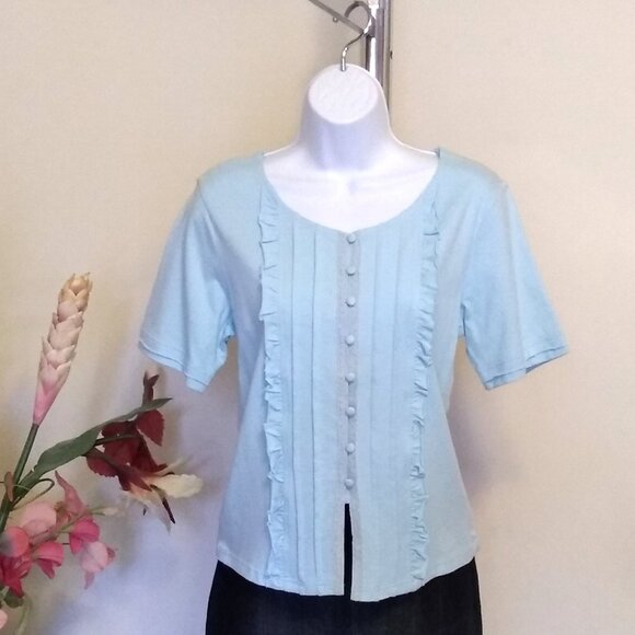 NWT Womens Summer Tunic Tops Short Sleeve Scoop Neck Casual Loose Blouse M 8 10 - Picture 1 of 9
